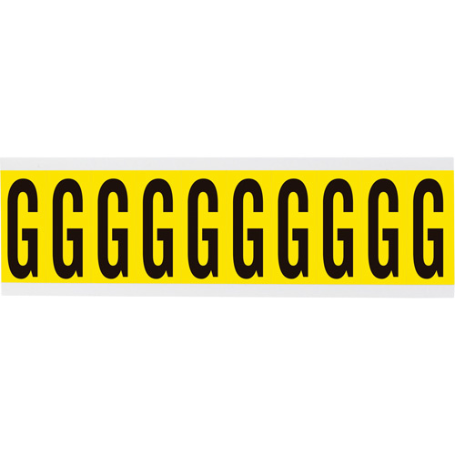 Brady  3440-G  Repositionable Individual Number and Letter Labels, G, 2" H, Black on Yellow - Each