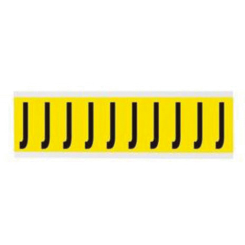 Brady  3440-J  Repositionable Individual Number and Letter Labels, J, 2" H, Black on Yellow - Each