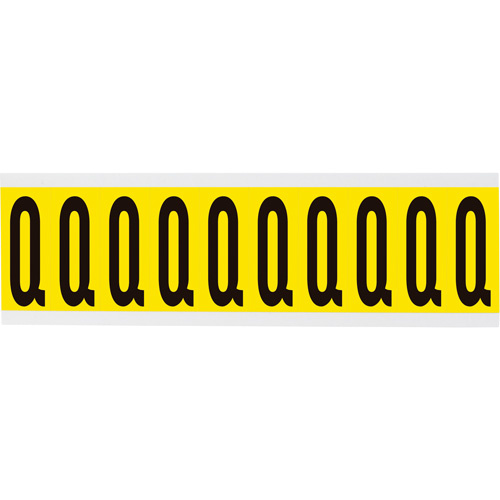 Brady  3440-Q  Repositionable Individual Number & Letter Labels, Q, 2" H, Black on Yellow - Each