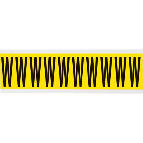 Brady  3440-W  Repositionable Individual Number & Letter Labels, W, 2" H, Black on Yellow - Each