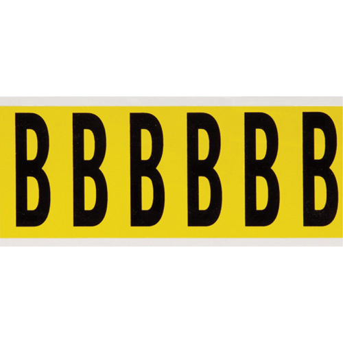Brady  3450-B  Repositionable Individual Number and Letter Labels, B, 3" H, Black on Yellow - Each