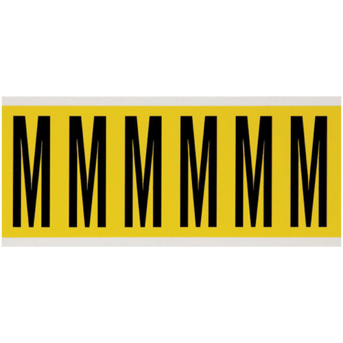 Brady  3450-M  Repositionable Individual Number & Letter Labels, M, 3" H, Black on Yellow - Each