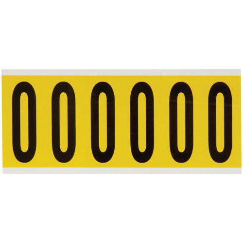 Brady  3450-O  Repositionable Individual Number & Letter Labels, O, 3" H, Black on Yellow - Each