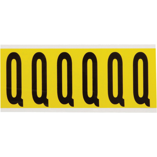 Brady  3450-Q  Repositionable Individual Number & Letter Labels, Q, 3" H, Black on Yellow - Each