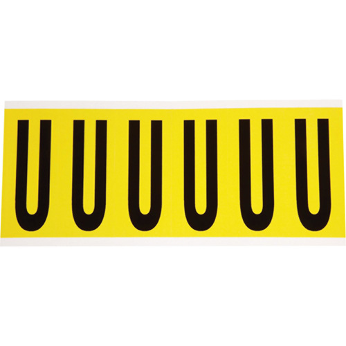 Brady  3450-U  Repositionable Individual Number & Letter Labels, U, 3" H, Black on Yellow - Each