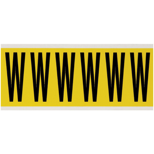 Brady  3450-W  Repositionable Individual Number & Letter Labels, W, 3" H, Black on Yellow - Each