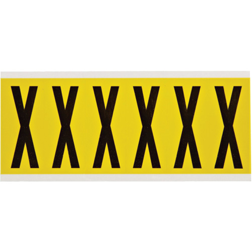 Brady  3450-X  Repositionable Individual Number & Letter Labels, X, 3" H, Black on Yellow - Each