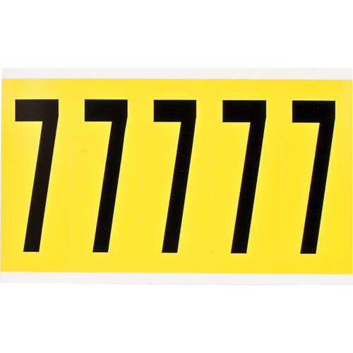Brady  3460-7  Repositionable Individual Number and Letter Label, 7, 4" H, Black on Yellow - Each