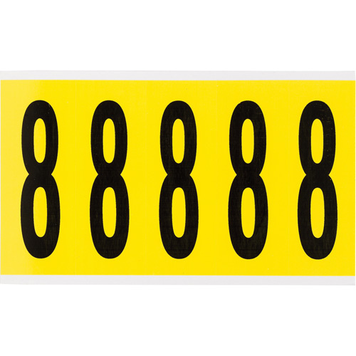 Brady  3460-8  Repositionable Individual Number and Letter Labels, 8, 4" H, Black on Yellow - Each
