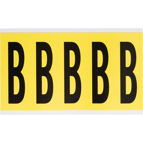 Brady  3460-B  Repositionable Individual Number and Letter Labels, B, 4" H, Black on Yellow - Each