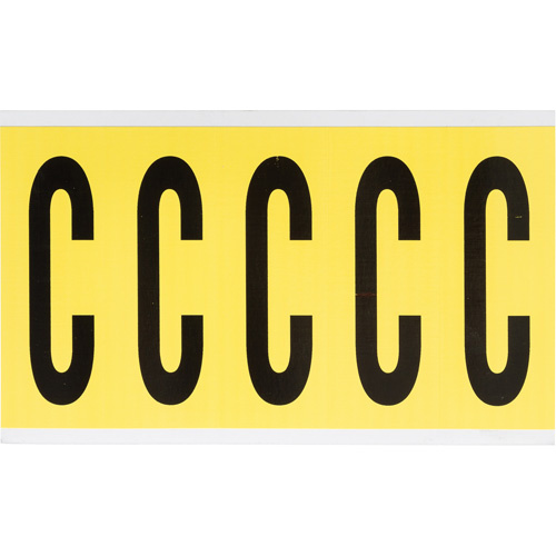 Brady  3460-C  Repositionable Individual Number and Letter Labels, C, 4" H, Black on Yellow - Each