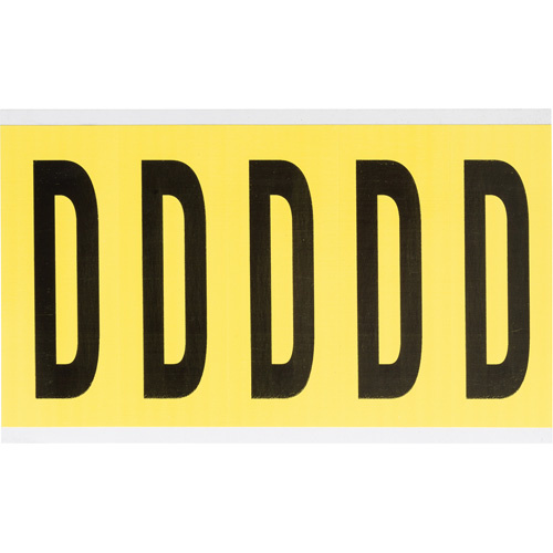 Brady  3460-D  Repositionable Individual Number and Letter Labels, D, 4" H, Black on Yellow - Each