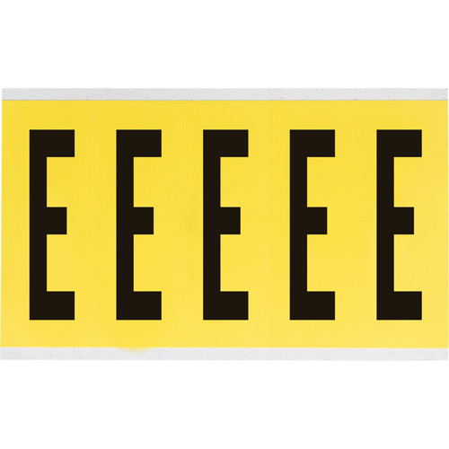 Brady  3460-E  Repositionable Individual Number and Letter Labels, E, 4" H, Black on Yellow - Each