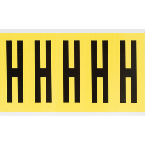 Brady  3460-H  Repositionable Individual Number and Letter Labels, H, 4" H, Black on Yellow - Each