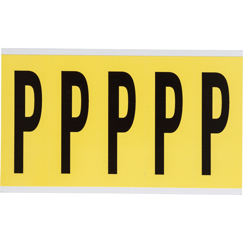 Brady  3460-P  Repositionable Individual Number & Letter Labels, P, 4" H, Black on Yellow - Each
