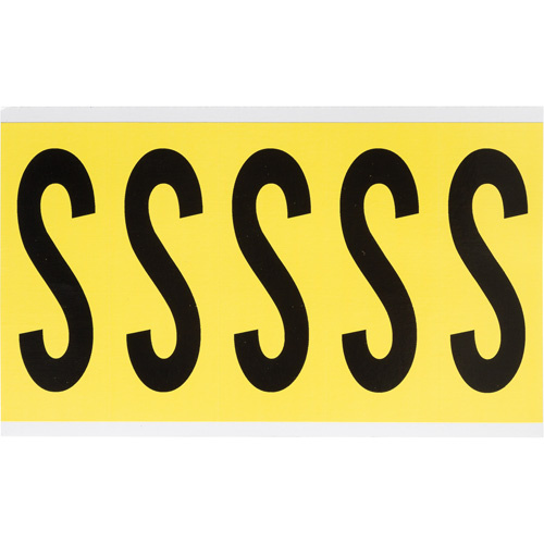 Brady  3460-S  Repositionable Individual Number & Letter Labels, S, 4" H, Black on Yellow - Each