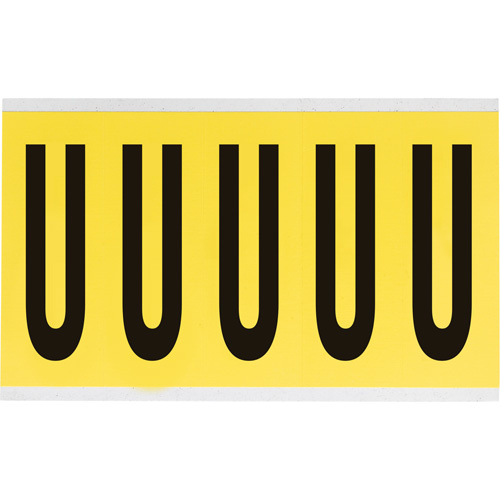 Brady  3460-U  Repositionable Individual Number & Letter Labels, U, 4" H, Black on Yellow - Each