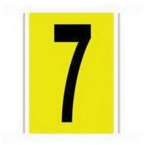 Brady  3470-7  Repositionable Individual Number and Letter Label, 7, 6" H, Black on Yellow - Each