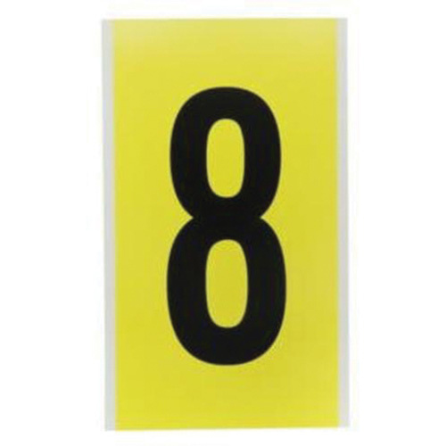 Brady  3470-8  Repositionable Individual Number and Letter Label, 8, 6" H, Black on Yellow - Each