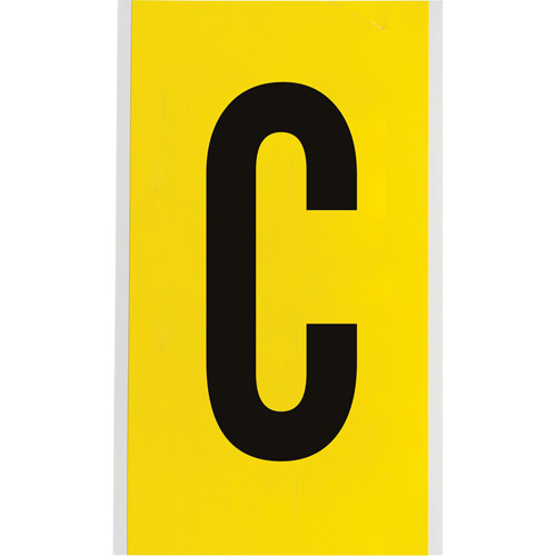 Brady  3470-C  Repositionable Individual Number and Letter Label, C, 6" H, Black on Yellow - Each