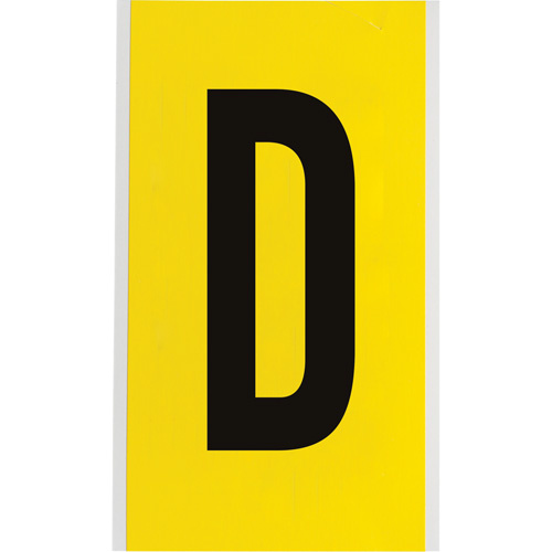 Brady  3470-D  Repositionable Individual Number and Letter Label, D, 6" H, Black on Yellow - Each