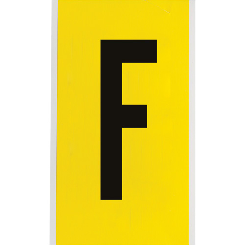 Brady  3470-F  Repositionable Individual Number and Letter Label, F, 6" H, Black on Yellow - Each