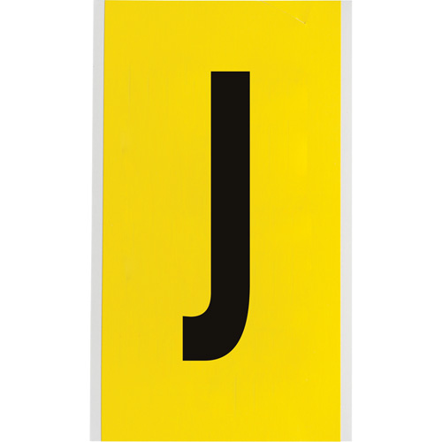 Brady  3470-J  Repositionable Individual Number and Letter Label, J, 6" H, Black on Yellow - Each