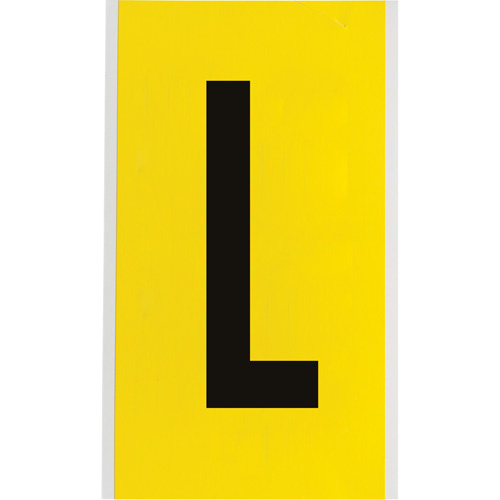 Brady  3470-L  Repositionable Individual Number and Letter Label, L, 6" H, Black on Yellow - Each