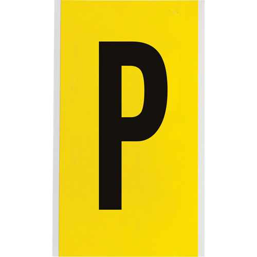 Brady  3470-P  Repositionable Individual Number & Letter Label, P, 6" H, Black on Yellow - Each