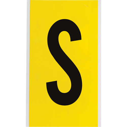 Brady  3470-S  Repositionable Individual Number & Letter Label, S, 6" H, Black on Yellow - Each