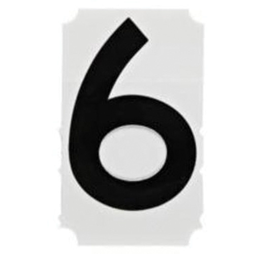 Brady  5010P-6  Quick-Align<sup>?</sup> Individual Gothic Number and Letter Labels, 6, 1" H, Black - Pack of 10