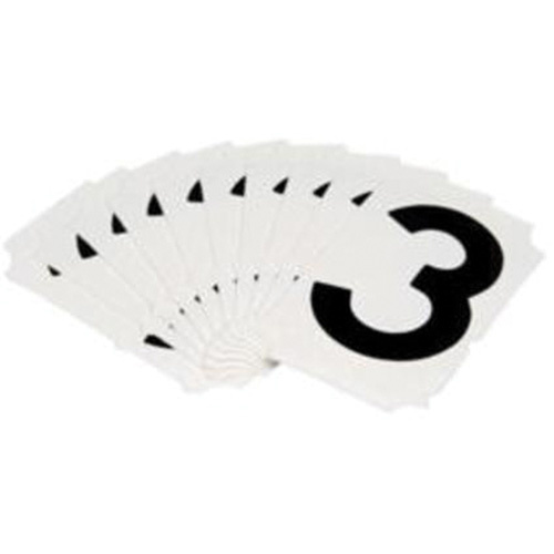 Brady  5050P-3  Quick-Align<sup>?</sup> Individual Gothic Number and Letter Labels, 3, 2" H, Black - Pack of 10