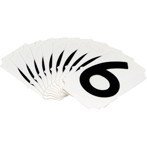 Brady  5050P-6  Quick-Align<sup>?</sup> Individual Gothic Number and Letter Labels, 6, 2" H, Black - Pack of 10