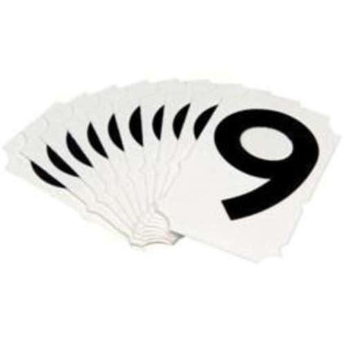 Brady  5050P-9  Quick-Align<sup>?</sup> Individual Gothic Number and Letter Labels, 9, 2" H, Black - Pack of 10
