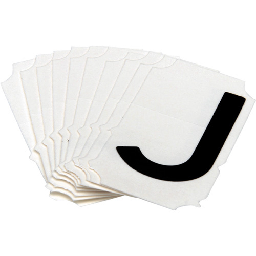 Brady  5050P-J  Quick-Align<sup>?</sup>Individual Gothic Number and Letter Labels, J, 2" H, Black - Pack of 10