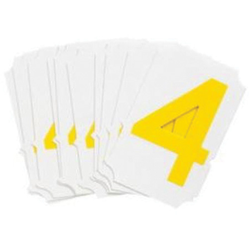 Brady  5060P-4  Quick-Align<sup>?</sup> Individual Gothic Number and Letter Labels, 4, 2" H, Yellow - Pack of 10