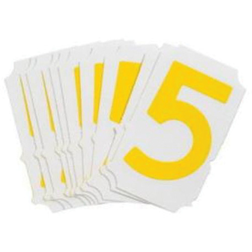 Brady  5060P-5  Quick-Align<sup>?</sup> Individual Gothic Number and Letter Labels, 5, 2" H, Yellow - Pack of 10