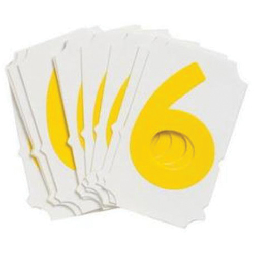 Brady  5060P-6  Quick-Align<sup>?</sup> Individual Gothic Number and Letter Labels, 6, 2" H, Yellow - Pack of 10