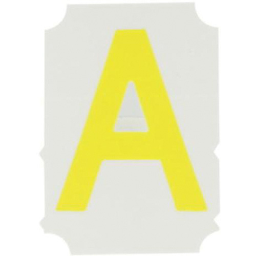 Brady  5060P-A  Quick-Align<sup>?</sup> Individual Gothic Number and Letter Labels, A, 2" H, Yellow - Pack of 10