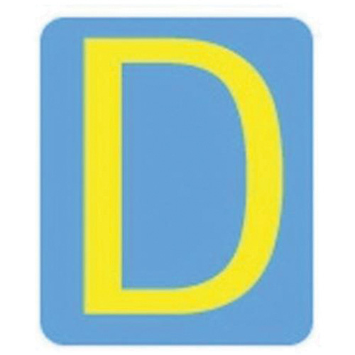 Brady  5060P-D  Quick-Align<sup>?</sup> Individual Gothic Number and Letter Labels, D, 2" H, Yellow - Pack of 10