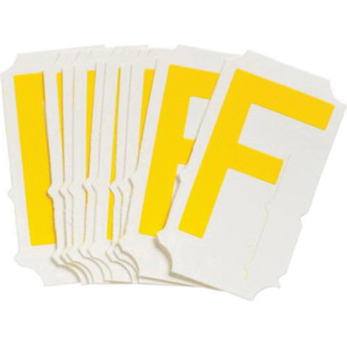 Brady  5060P-F  Quick-Align<sup>?</sup> Individual Gothic Number and Letter Labels, F, 2" H, Yellow - Pack of 10
