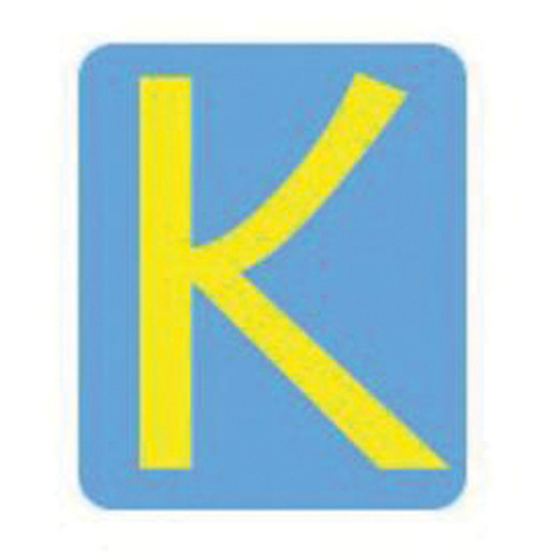 Brady  5060P-K  Quick-Align<sup>?</sup>Individual Gothic Number and Letter Labels, K, 2" H, Yellow - Pack of 10