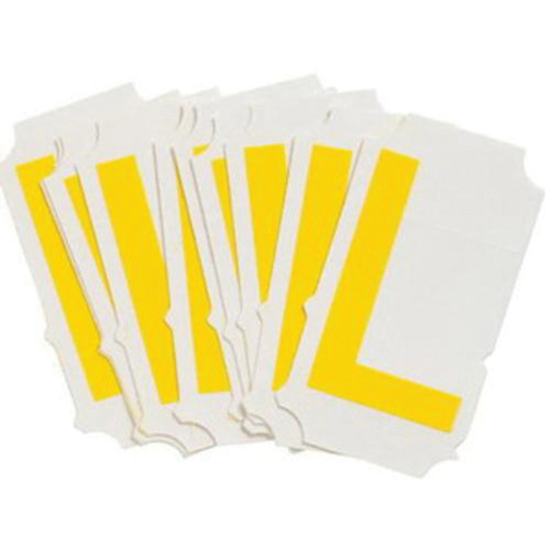 Brady  5060P-L  Quick-Align<sup>?</sup>Individual Gothic Number and Letter Labels, L, 2" H, Yellow - Pack of 10