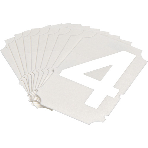 Brady  5080P-4  Quick-Align<sup>?</sup> Individual Gothic Number and Letter Labels, 4, 2" H, White - Pack of 10