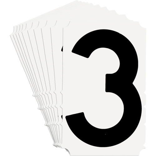 Brady  5100P-3  Quick-Align<sup>?</sup> Individual Gothic Number and Letter Labels, 3, 3" H, Black - Pack of 10