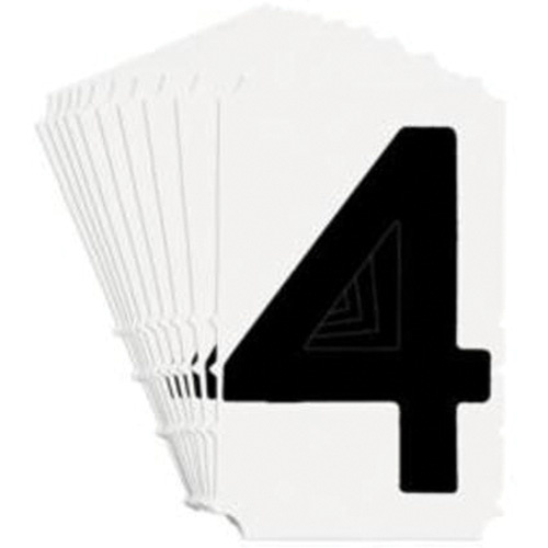 Brady  5100P-4  Quick-Align<sup>?</sup> Individual Gothic Number and Letter Labels, 4, 3" H, Black - Pack of 10