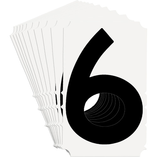 Brady  5100P-6  Quick-Align<sup>?</sup> Individual Gothic Number and Letter Labels, 6, 3" H, Black - Pack of 10