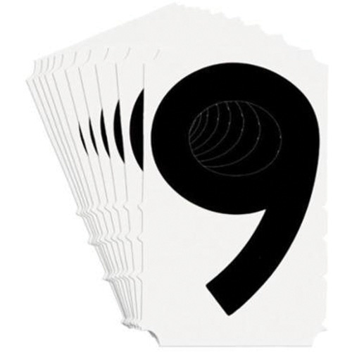 Brady  5100P-9  Quick-Align<sup>?</sup> Individual Gothic Number and Letter Labels, 9, 3" H, Black - Pack of 10
