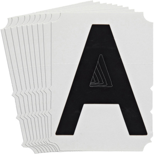Brady  5100P-A  Quick-Align<sup>?</sup> Individual Gothic Number and Letter Labels, A, 3" H, Black - Pack of 10