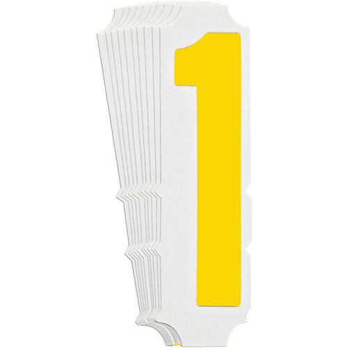 Brady  5110P-1  Quick-Align<sup>?</sup> Individual Gothic Number and Letter Labels, 1, 3" H, Yellow - Pack of 10